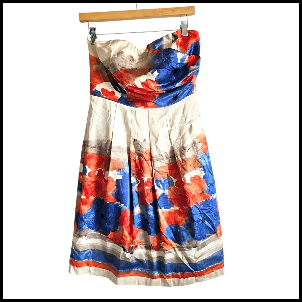 Outback Red Strapless Dress Floral Print Party Cocktail Dress Size 10